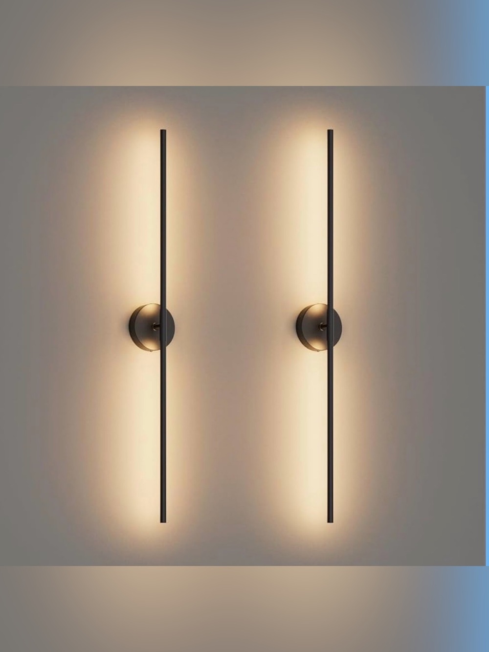 Set of Two wall sconces 3000K 40In Hardwired Black Bathroom Sconces